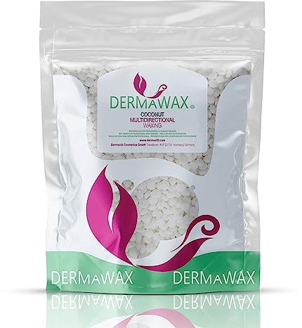 Dermawax Kokosnuss Wachsperlen für Haarentfernung Hypoallergen Multidirektional für Gesicht, Augenbrauen, Intimbereich & Bikini - Brasilianisches Wachs Geeignet für Alle Hauttypen (0,4 kg, Kokosnuss)