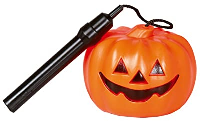 Horror-Shop Beleuchtete Halloween Kürbis Laterne mit Stab 10cm