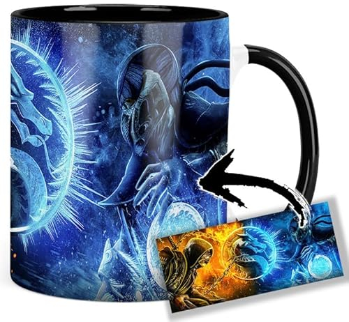 Mortal Kombat Scorpion Vs Sub-Zero Tasse Innen & Henkel Schwarz Keramikbecher Mug