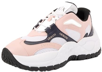 Armani Exchange Vedder, Chunky Sole, Tuta con Logo, Scarpe da Ginnastica Donna, Rose D Blue Op White, 40.5 EU