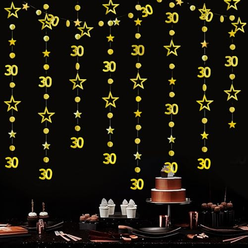 3M Konfetti 30. Jubiläum Deko,30. Geburtstag Deko Confetti,Tischdeko 30 Geburtstag Frauen Männer,Stern Papier Girlande 30. Gold,30 Konfetti-Dekoration für Jubiläen,Geburtstage,Partys