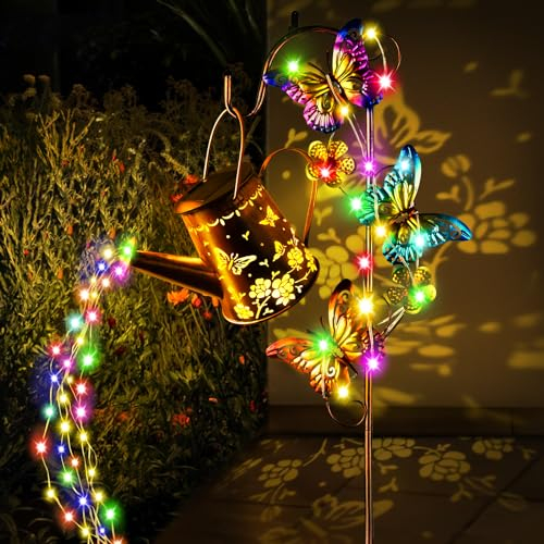 IEEILULU Lampes Arrosoir Solaire Extérieur, Arrosoir Solaire Avec Guirlandes lumineuse, Lampes solaires en Métal LED avec Support, Décoration lampe solaire exterieur jardin pour Chemin Terrasse (Warm)