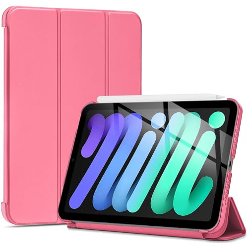 ProCase Smart Case for iPad Mini 7 (A17 Pro 2024)/ Mini 6 2021 8.3 Inch, Hard Back Cover for iPad Mini 7th/6th Generation A2995/A2996/A2993/A2567/A2568/A2569 -Melonpink