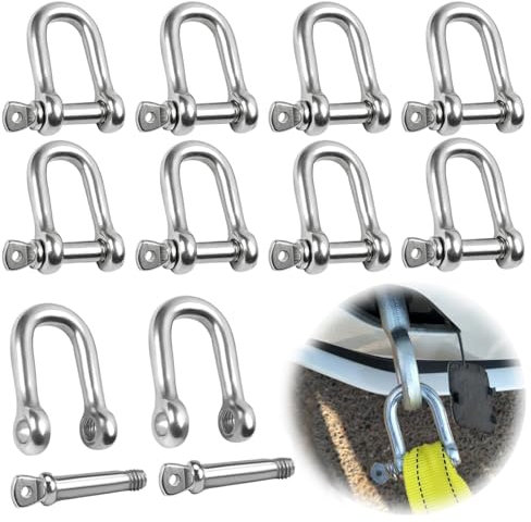 10 Pezzi M5 Grillo Acciaio Inox 304 Grillo Dritto a Forma di D Grilli Acciaio Inox per Montaggio in Mare, Campeggio, Sport ed Alpinismo Escursionismo Catena di Ancoraggio Vela