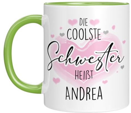Tasse mit Spruch - personalisiert mit Namen - coolste Schwester - Namenstasse - Schwesterherz - Geschenkidee - Familie - Geburtstagsgeschenk