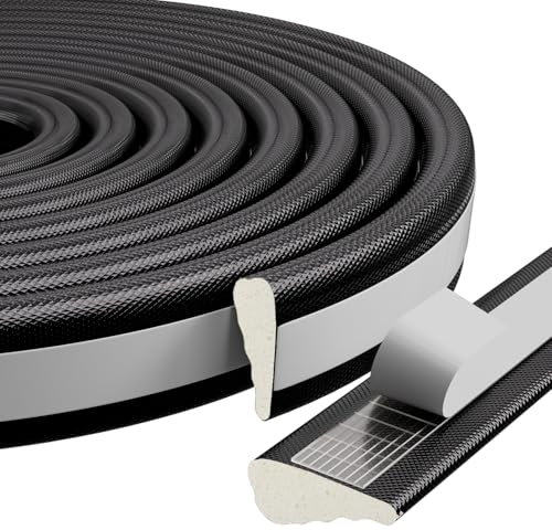 Türdichtung Fenster Dichtungsband Selbstklebend Keilförmig Design,Schaumstoff Tür Dichtung Fensterabdichtung Türrahmen Dichtung,Zugluftstopper Tür Fenster Abdichten Door Seal(5m*2pc,Schwarz)