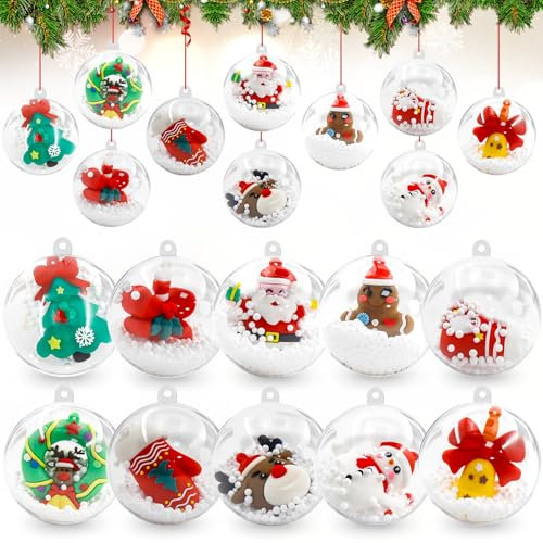 10 Stück Weihnachtskugeln Kunststoff,6cm Plastik Befüllbare Weihnachtskugeln zum Bemalen,Plastikkugeln zum Befüllen,Acryl Klare Christbaumschmuckkugeln, Weihnachtsbaum Kugeln