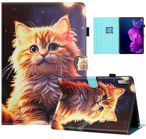 Auslbin Coloré en PU de Coque Lenovo Tab P11 Gen 2 (2023) 11.5 Pouces, Coloré et Joli Motif, Étui à Rabat pour Tablette Lenovo Tab P11 (2nd Gen) avec Support adapté Aux Films, Chat