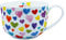 LJIMICAORO Large 24oz Heart Pattern Bone China Coffee Mug with Handle, White with Multicolor Pattern, Microwave & Dishwasher Safe, Perfect for Coffee, Soup, Cereal, Gift
