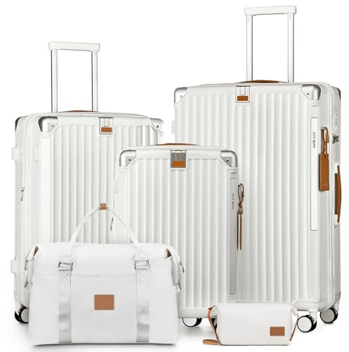 Joyway Set de 5 Valises, Ensemble Bagages Rigide en ABS+PP, Capacité Extensible 25%, avec Porte-Gobelets, Roues Antiglisse à 360° y Serrure TSA Idéal pour Les Familles ou Les Longs Trajets