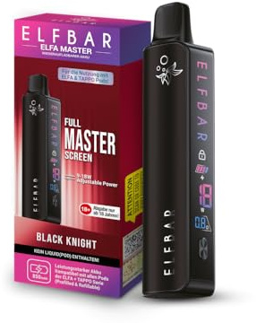 Elfbar Elfa Master kompatibel mit: Elfbar Elfa Pods 1,1 Ohm, Elfa Turbo Pods 0,8 Ohm & Lost Mary Tappo Pods (Black Knight)