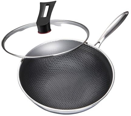 AIZYR Antihaft Bratpfanne Skillet Mit Deckel, Antihaft Edelstahl Skillets Geschirrspüler Und Backofen Safe, Kochgeschirr Kochpfanne,34cm