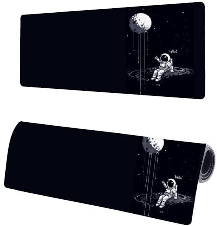 Mauspad XXL 1200x600x3mm, Große Astronaut Mousepad Schreibtischunterlage, Gaming Mauspad Planet, rutschfeste Gummibasis Tischunterlage Schreibtisch, Mouse Pad mit Vernähten Kanten Für Home B-5