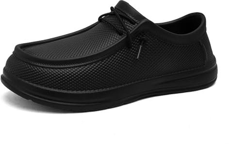 RenDiuJups Zapatos Antideslizantes Hombre Mujer, Impermeables y Resistentes al Aceite, Zapatos de Seguridad para Cocina, Restaurante, Hostelería - Tallas Grande(Black,45 EU)