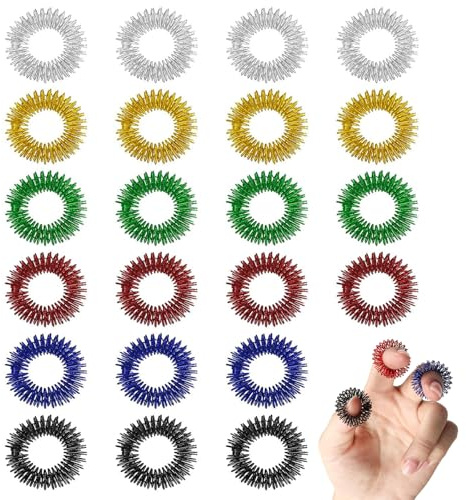 COZERI 20er Set Akupressur Ringe, sensorische Fidget Ringe | für Finger & Stressabbau,Massageringe zur Durchblutungsförderung, Anti-Stress, für Erwachsene & Jugendliche