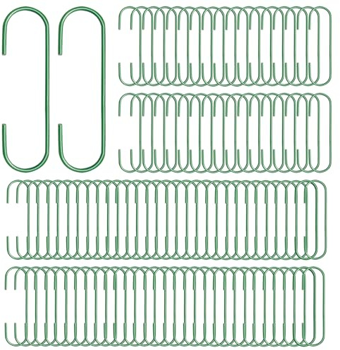 Quacc 100 PCS Green Bauble Hooks Metal Ornament Hooks for Christmas Tree Wreaths Home Kitchen Party Decoration (Green)