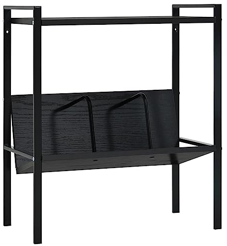 KTHLBRH Regal mit 2 Ebenen im Industriestil für Wohnzimmer und Outdoor, kompaktes Bücherregal mit robustem Stahlrahmen und einfacher Montage