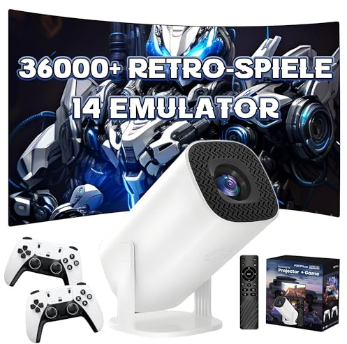 P30 Plus Tragbarer Intelligenter Projektor mit WLAN & Bluetooth, Retro Spielkonsole mit 36000+ Spiel 14-Emulator, 240 Lumen, 1280 * 720P, Android 11 Drahtloser Projektor für Heimkino, Outdoor