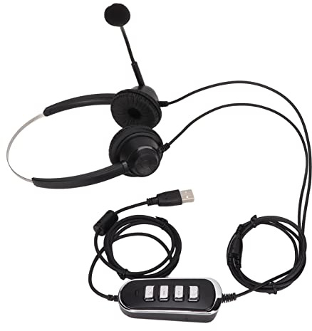 AKLOSIPY Auriculares Telefónicos con Reducción de Ruido con Micrófono y Tarjeta de Sonido USB, Auriculares Comerciales Binaurales Livianos para Centros de Llamadas