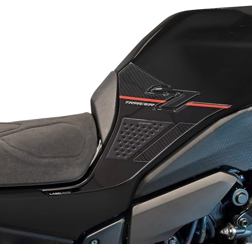 labelbike Adesivi 3D Moto Serbatoio Compatibile con Yamaha | Tracer 7 2025, Laterale Protezione in Resina, Antigraffio, Decorazione, Arancione