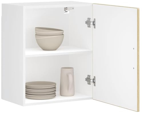 Qnhdfrt Porto Sonoma Oak Wall-Mounted Kitchen Storage Cabinet 50 x 31 x 60 cm Engineered Wood Tall Unit with Door for Kitchen Pantry Bathroom Living Room