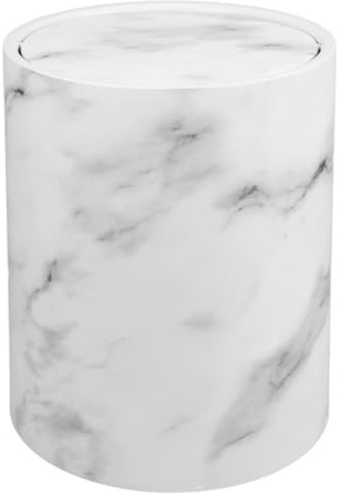 Beaupretty 12l Marble Effect Waste Bin with Swing Lid, Pp Material Kitchen and Bathroom Garbage Can, Creative Marbling Style, Easy to Use and Sturdy Trash Can for Household