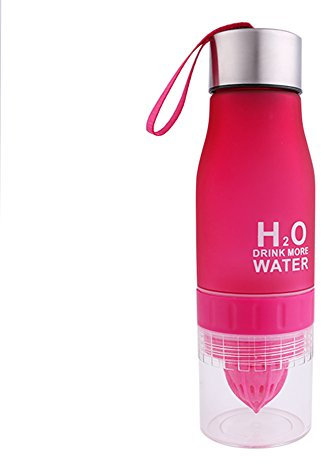 MYMM Lemon/Fruit Infuser Water Bottle, Lemon Squeezer, Fruit Infuser Cup, Loading Fruit Infusion, Outdoor Sport Juice Water Bottles, BPA Free (Red)