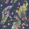 Menali Peacock Glitter Wallpaper Blue Pink Birds Leaf Floral Vinyl YöL