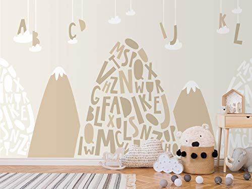 Oedim Fotomural Infantil Vinilo para Pared Montañas de Letras | Mural | Fotomural Infantil Vinilo Decorativo |150 x 100 cm | Decoración comedores, Salones, Habitaciones