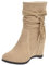 LUXMAX Donna Stivali con Zeppa Alta Tacco Alto Slip-on Scarpe Comodi con Frange (Beige) - 35 EU