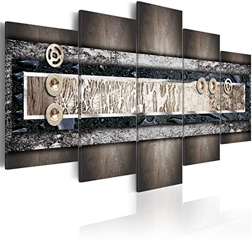 B&D XXL - Quadro in Rilievo Acrilico Handart 100x50 cm 5 Pezzi su Tela Italiana - Quadri Componibili Moderni Soggiorno Grandi - Stampa Artistica Dipinta a Mano Decori - Astratto 020101-155