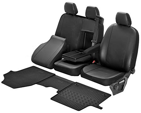 Passgenaue Kunstleder Sitzbezüge VIP und Gummifußmatten kompatibel mit Citroen Jumpy ab 2016 - EIN Set