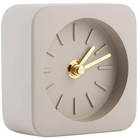 Uhr,Einfache quadratische Wecker Zement Schreibtisch Uhr für Office Home Wohnzimmer Haushalt Dekor(Braun)