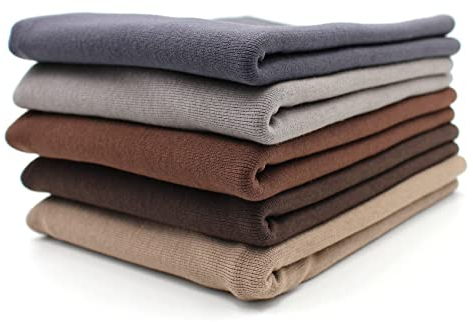 5x 0,25m Bündchenstoff Set Schlauchware 70cm breit 95% Baumwolle, 5% Elasthan Auswahl Jersey (Grau/Brauntöne, 5er Set)