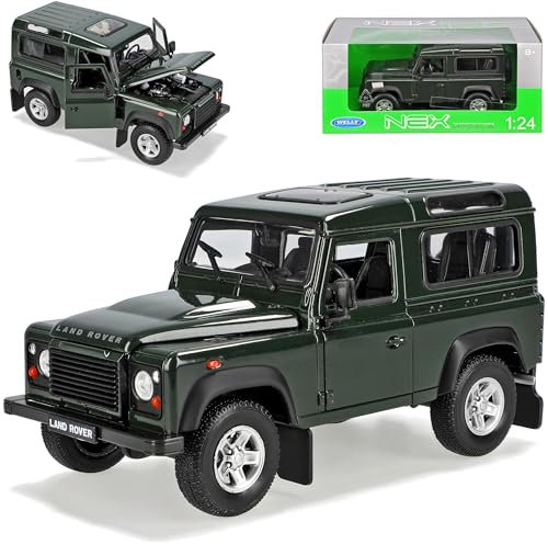 Welly Land R*o*v*e*r Defender 90 Grün 3 Türer 1/24 Modell Auto mit individiuellem Wunschkennzeichen