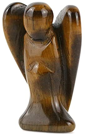 Ouubuuy Tigerauge Engel Figur, Klein Schutzengel Figur,Handschmeichler Kristalle Heilsteine,Glücksbringer Engel 1.5 Zoll