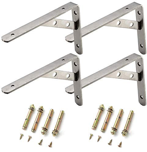 Lot de 4 Supports d'étagère pour charges lourdes – Support multifonction en métal pour étagère à fleurs pour jardin, décoration de maison (200 x 140 mm)