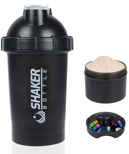 VECH Protein Shaker Bottle, 18oz Gym Shaker Cup with Protein Powder Storage & Pill Tray, Innovative Design for Smooth Mixing, No Shaker Ball Needed,Leakproof (White)