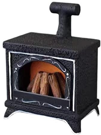 Giddy Up! 1:12 Scale Dollhouse Miniature Fireplace, Black, Resin, Miniature Christmas Decor