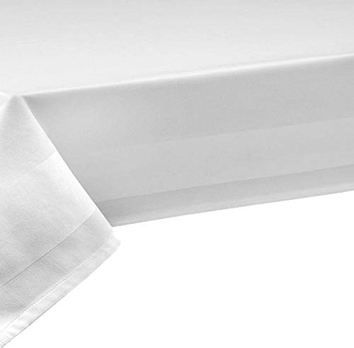 Damast Tischdecke aus 100% Baumwolle Gastro Edition Weiß Eckig 130 x 320 cm Feinste Vollzwirn Qualität aus hochwertigem Ringgarn