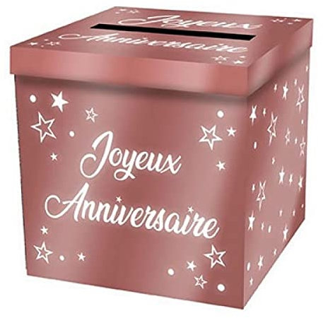Tirelire urne Rose Gold métallisée Joyeux Anniversaire 20cm (x1) REF/URNEM00, Métalique