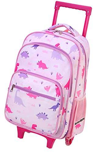 VASCHY Reisekoffer mit 2 Rädern für Kinder, 52 x 35 x 17 cm, 31 Liter, Rosa Dinosaurier
