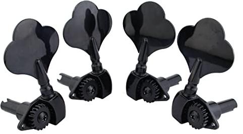 Guyker Open Frame Electric Bass Machine Head (2R + 2L) - 1:20 Ratio Gear Tuners Tuning Key Pegs - black