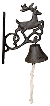 NETPROSHOP Gusseisern Hirsch mit Glocke Hausglocke Wandglocke Höhe ca. 21 cm braun/anthrazit