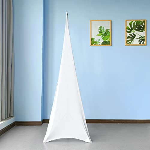 Trimming Shop White Double Sided Stretch Tripod Speaker DJ Stand Cover for Birthdays, Weddings, Reception, Banquets, Parties, Special Events, Washable, 5pcs