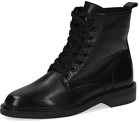CAPRICE Damen Stiefeletten zum Schnüren aus Leder mit Reißverschluss, Schwarz (Black Nappa), 39 EU