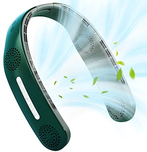 Twshiny Neck Fan, Bladeless Fan Portable Neck Fan 5000mAh Rechargeable Personal Fan Sport Fan For Indoor Outdoor Home Sports Travel(Green)