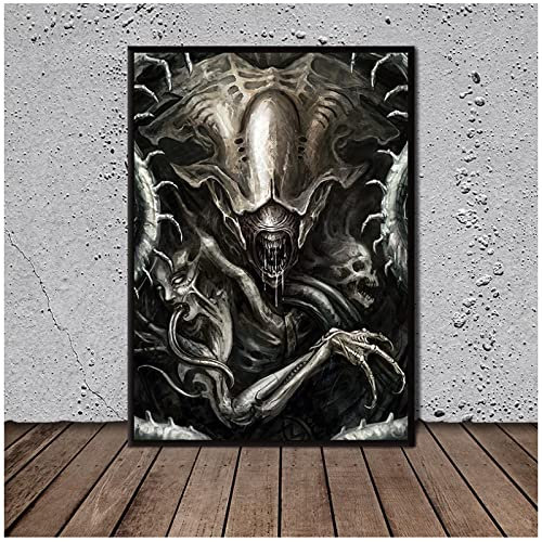JEYUAN Bild Auf Leinwand Hr Giger Alien Dekorative Leinwand Wandkunst Wohnzimmer Poster Schlafzimmer 60x90cm Kein Rahmen