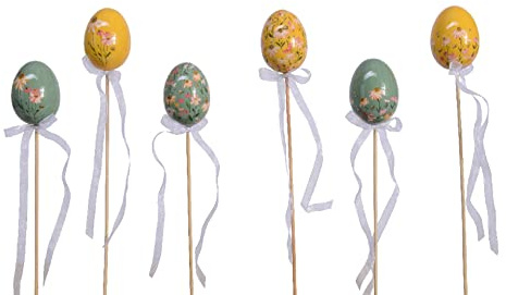 Kaemingk fröhlich Bunte Kunststoff-Dekoeier als Blumenstecker Preis für Set a 6 Stück