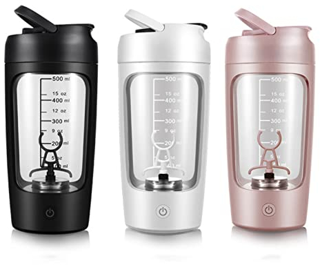 Bouteille Electrique de Mixage de Protéines Mélangeur Automatique Portable 500ML Type-C Rechargeable pour Poudre de Protéines, Café, Milk-Shake (Noir)
